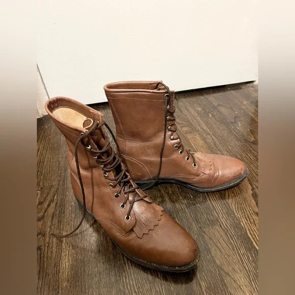 Vintage Justin’s leather lace-up boots size 8 women - Picture 10 of 11